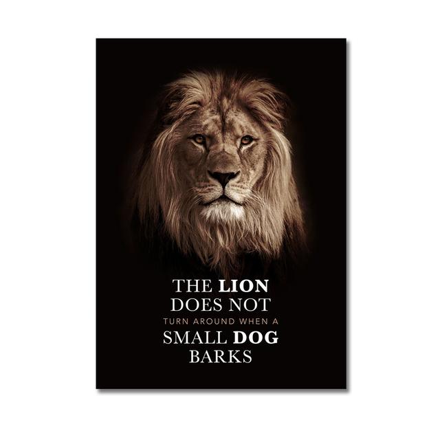Lion Motivational Posters and Prints Inspirational Positive Quotes Animal Wall Art HD Pictures Canvas Painting Office Home Decor