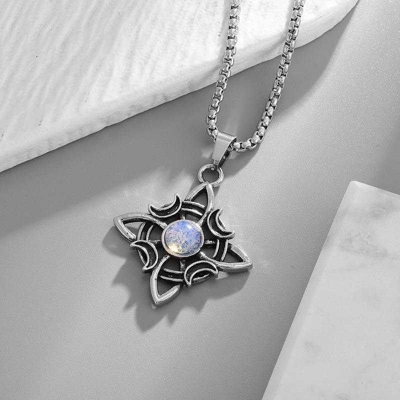 Stone Miko Knot Fashion Jewelry Pendant Necklace 60CM(Necklace Long)