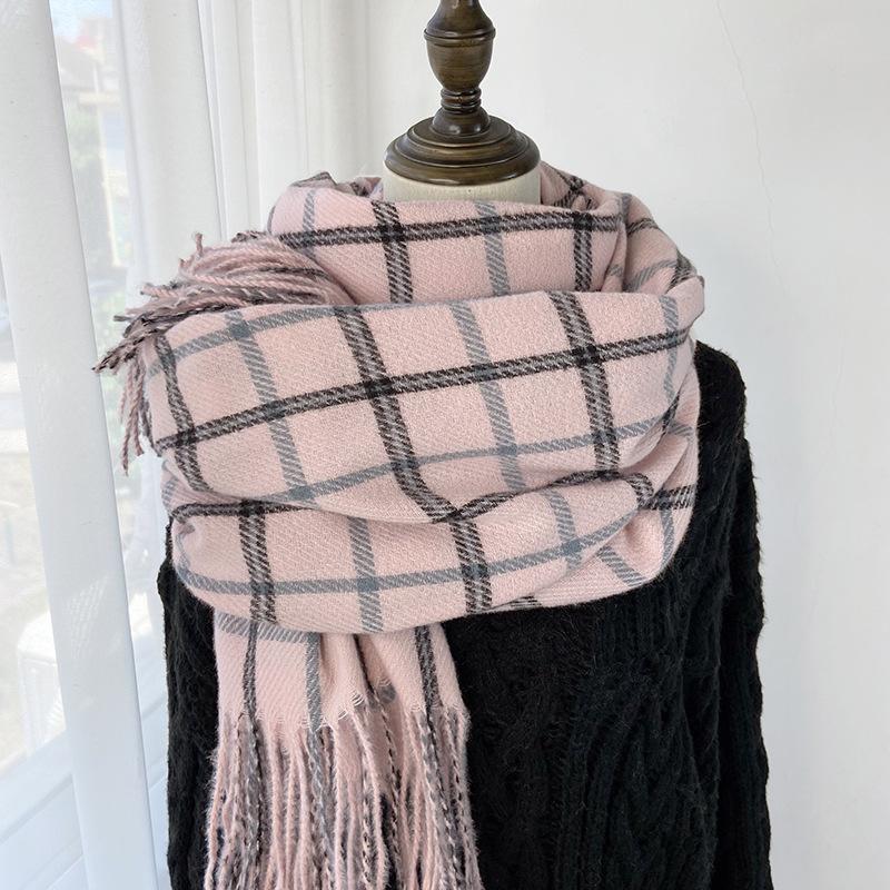 Women Imitation Cashmere Plaid Scarf Women's Autumn and Winter Fashion Shawl Winter Thickened Cold-proof and Warm Scarf
