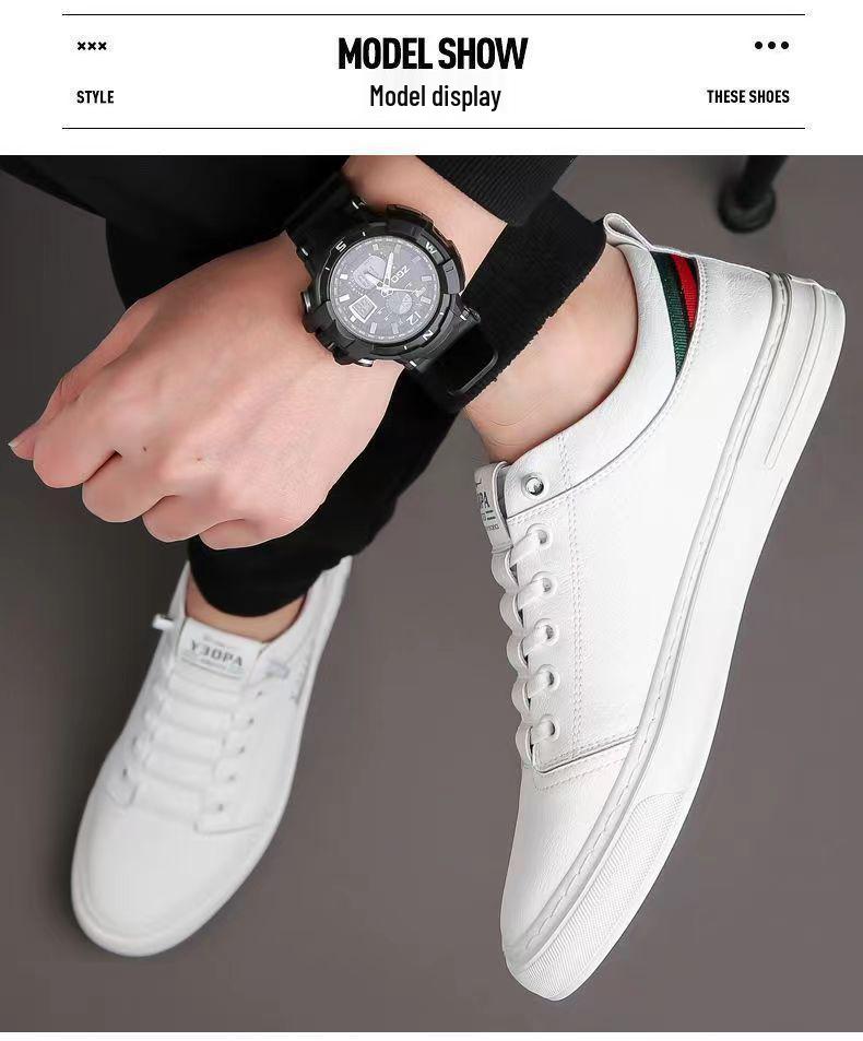 Men's Summer Breathable White Lace-Up Soft Sole Sneakers