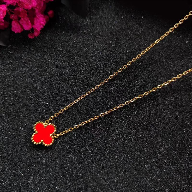 Four-Leaf Clover Necklace Double-Sided Lucky Grass Titanium Steel Does Not Lose Colour Women's Necklace Classic Fashion Collarbone Chain