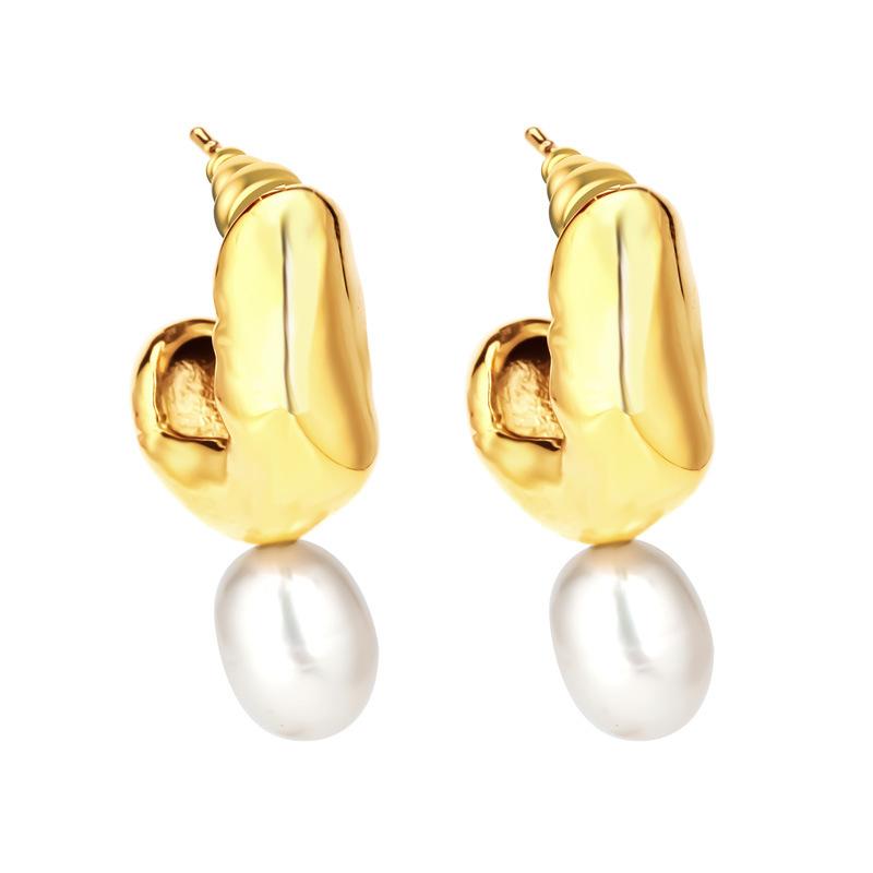 New trendy temperament high-end earrings pearl earrings titanium steel studs atmospheric ear jewelry