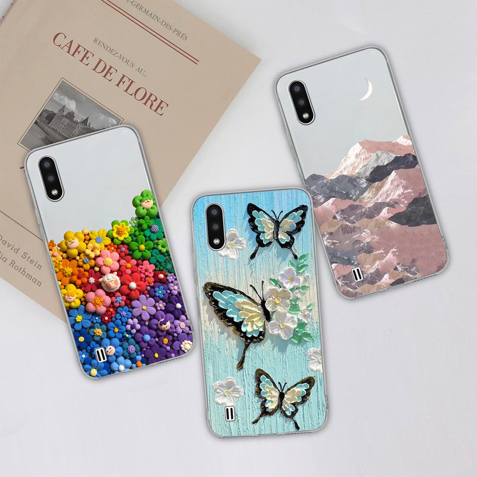For Samsung Galaxy A01 M01 Core Case Gradient Flowers Soft TPU Silicone Phone Cases For Samsung A 01 M 01 Protective Back Cover