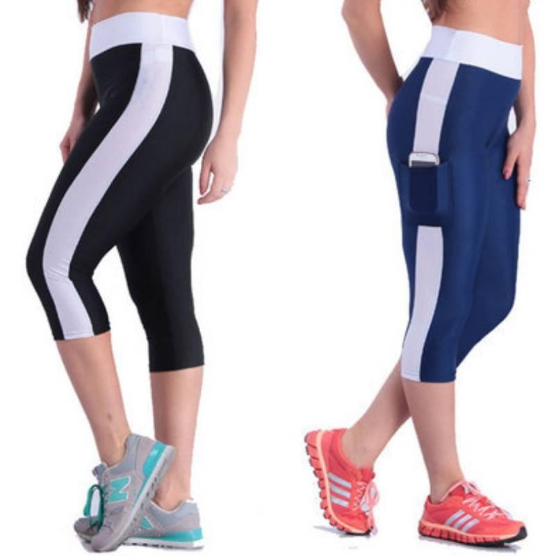 Stylish Women's High Waist Colorblock Yoga Pants With Convenient Side Pockets For Active Lifestyle