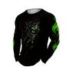 Men Long Sleeve T‑Shirt Skull Spider Lace 3D Print Gothic Halloween Art Casual Streetwear Top