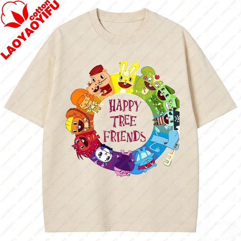 

Happy Tree Friends TShirt Kawaii Cute Style Cuddles Cartoon Graphic ShortSleeve Tee Shirt Oversized Casual Funny Y2K Clothes S