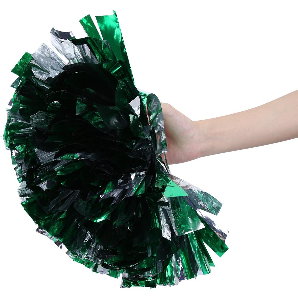 Cheer ering Pom Poms Pompoms for Dance Party School Sports Competition (Silver+Green)