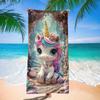 One Piece of an Oversized Unicorn Beach Towel Made from Soft Microfiber, Ideal for Travel. This Quick-Drying Pool Towel Is Sand