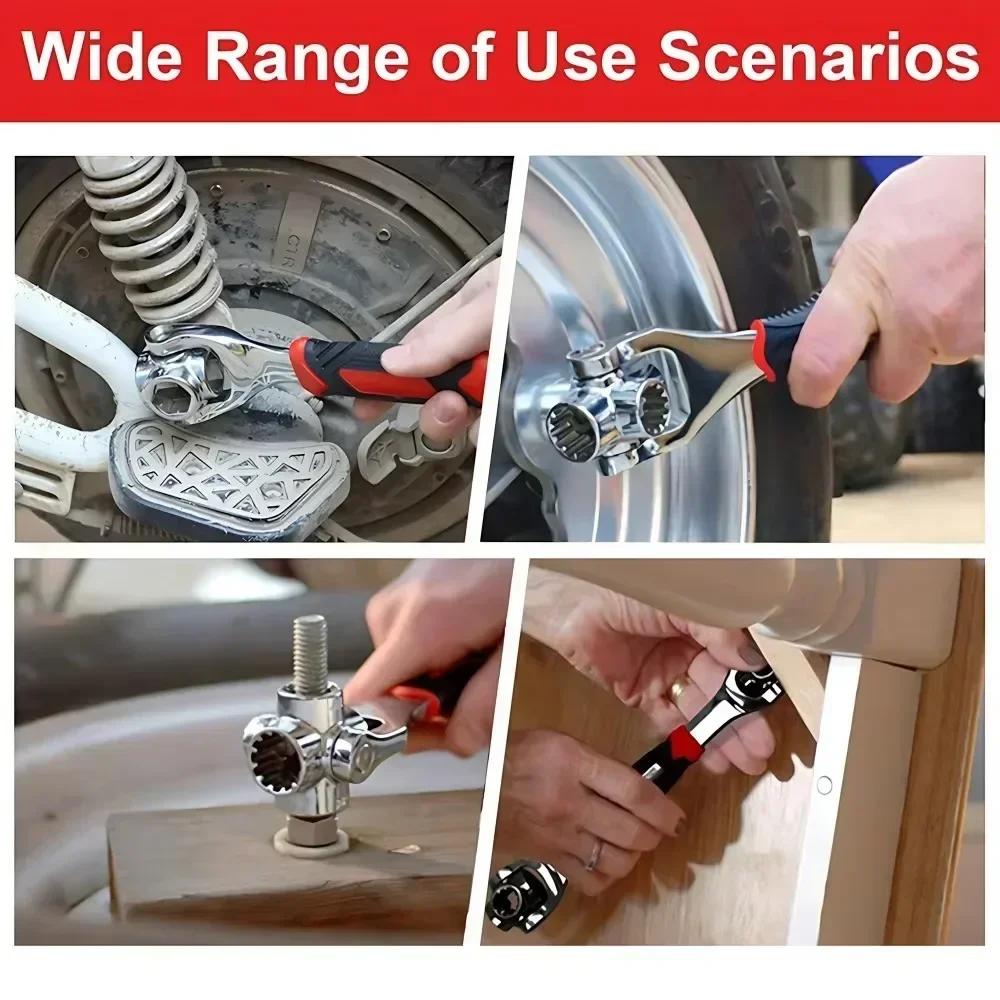 52 In 1 Universal Wrench Set with 8 In 1 Socket Wrench 360 Degree Rotating Adjustable Hand Tool for Home Car Repair