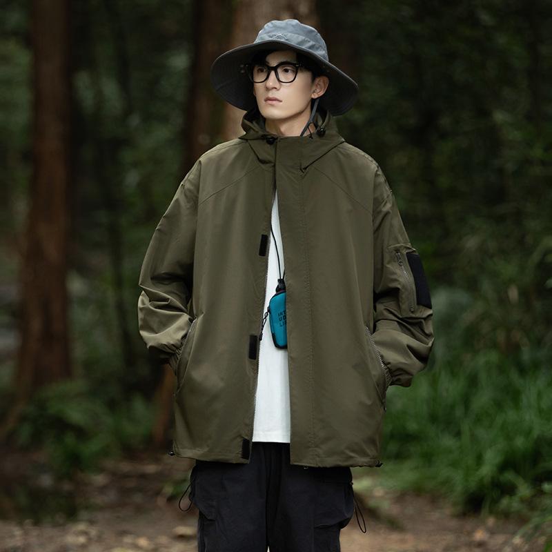 Mountain Couple Jacket Spring and Autumn Outdoor Casual Loose Solid Color Tooling Hooded Jacket Top