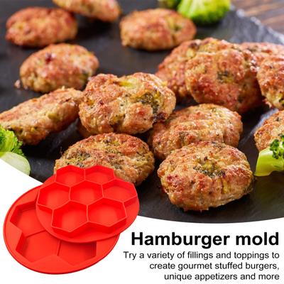 1/2Pcs Silicone Hamburger Patty Maker Freezer Container Non-Stick Burger Press Mold for Sausage Beef Hexagonal Shape BPA-Free Grill Accessory