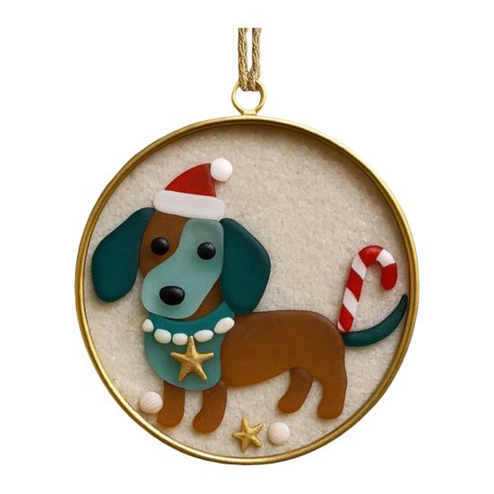 Sea Glass Art Dog Ornament Hanging Dog Sea Glass Christmas Tree Ornament Handcrafted Pet Memorial Decoration for Holiday Home Party Decor