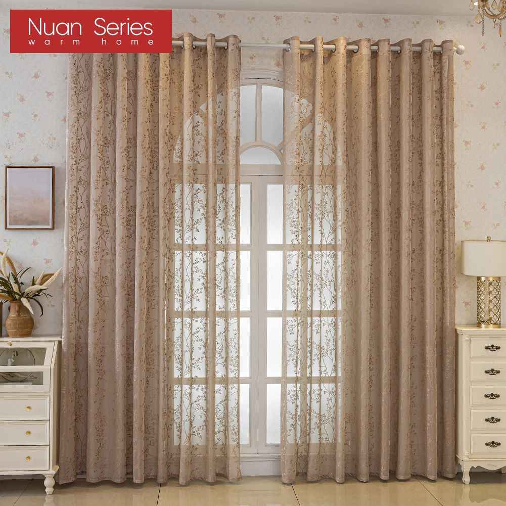 1PC Nuan Series Modern Luxury Dreamy Embossed Jacquard Curtain Translucent Sheer Curtain for Living Room Bedroom Balcony Window Home Decor