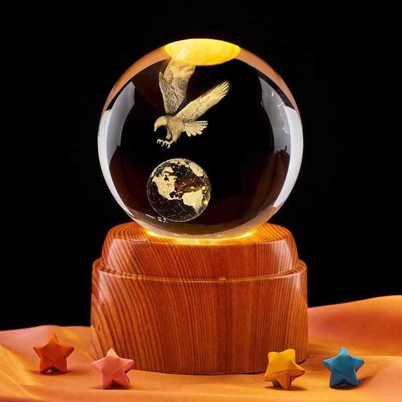 Starry Sky Solar System Crystal Night Light - Luminous Glass Ball Ornament for Kids' Birthdays