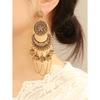 New European and American style round chain long tassel bell earrings, vintage gothic exotic style women's alloy earrings