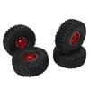 4 Pcs 1.9 Inch RC Rubber Tire with Red Aluminum Alloy Wheel Hub for RC Car Spare Part Repair Accessories