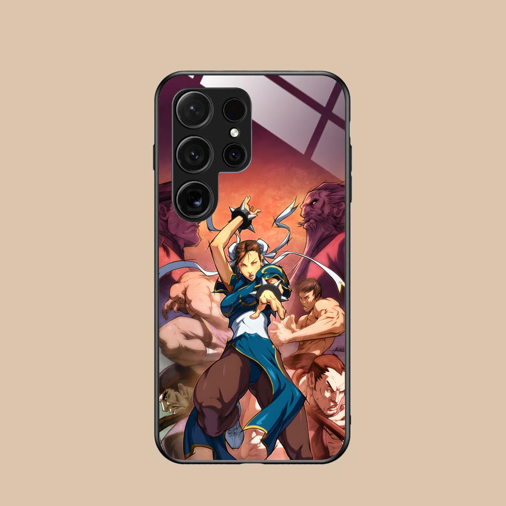 Street Fighter Chunli Phone Case for Samsung Galaxy A56 55 54 53 52 51 36 35 34 23 16 15 5G Glass Colorful Cover Luxury Pretty