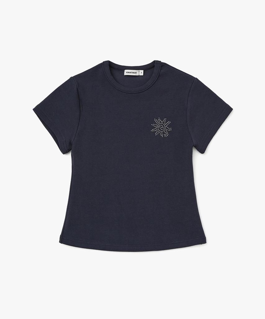 Lomaentinueo Sunrise Slim-Fit Cropped Cotton T-Shirt (Navy)
