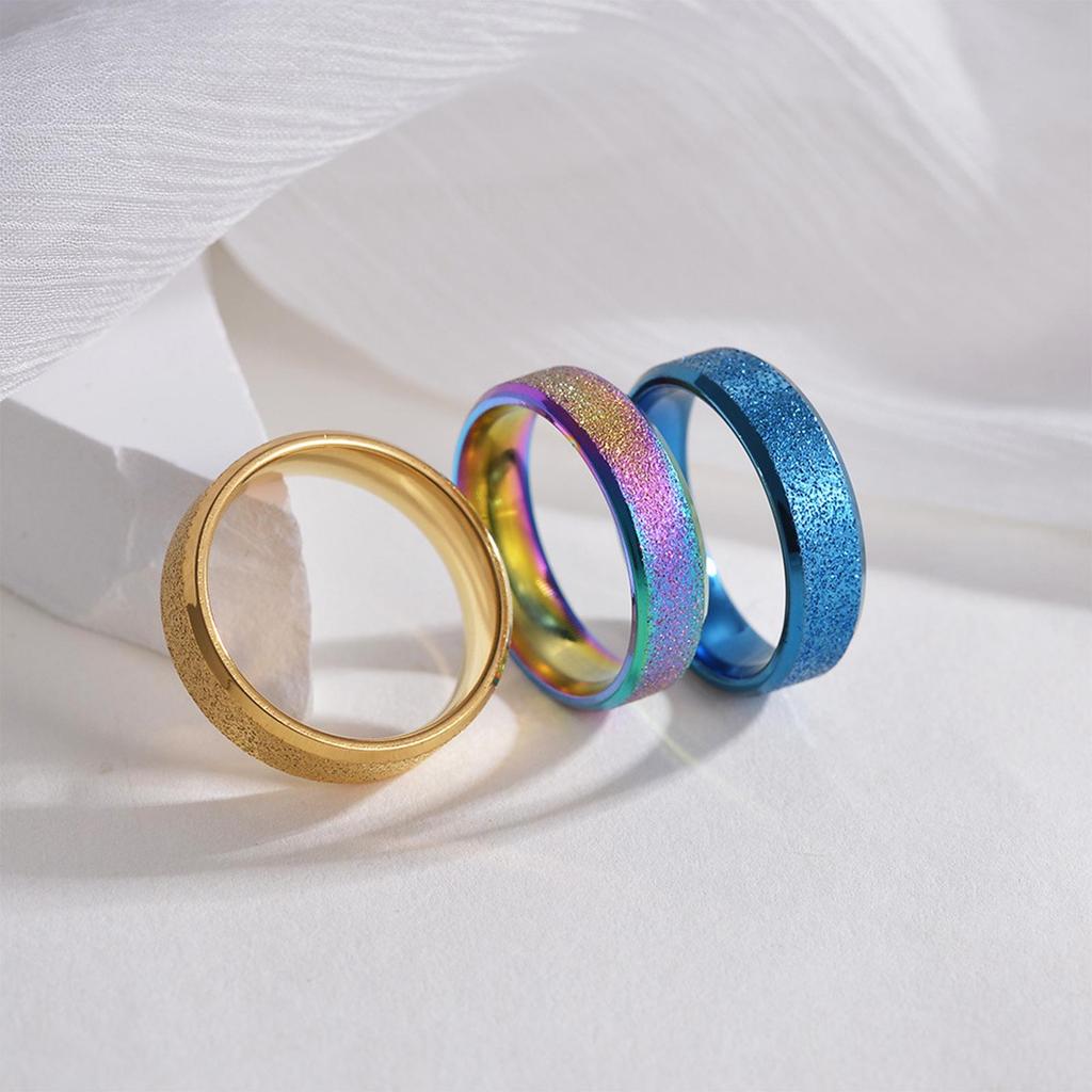 Fede nuziale bicolore sabbia opaca a doppio smusso, stile europeo e americano alla moda