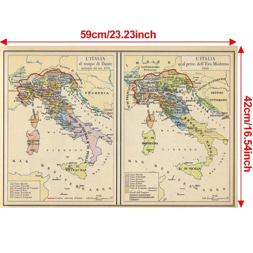 Fundal Harta Italiană-Harta Italiei Vintage,Decor de Perete Decor Acasă,Studiu,Instrumente Geografice,Instrumente Turism/educație