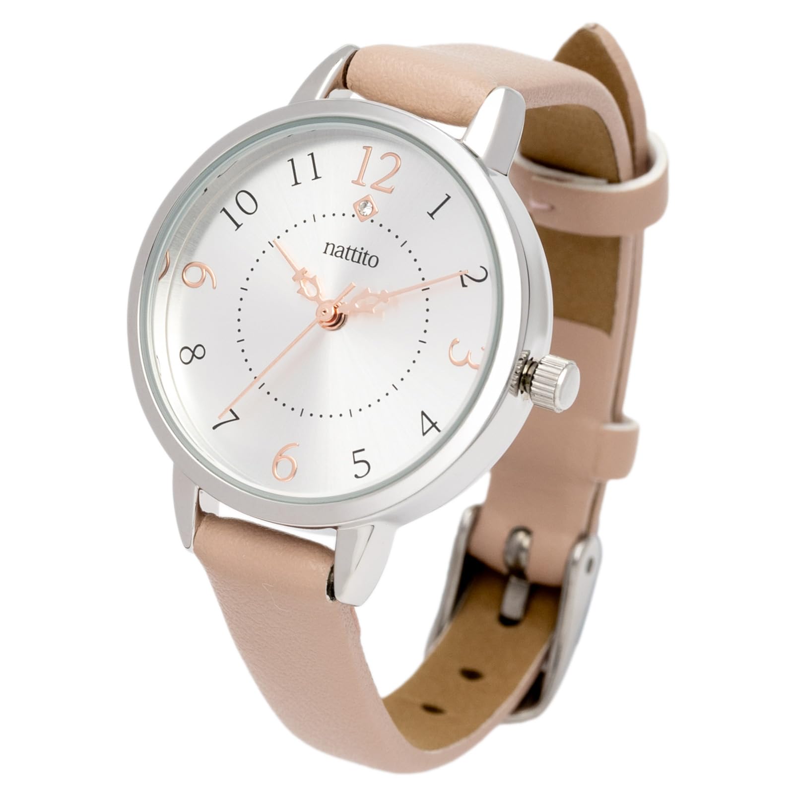 

Analog Watch with Leather NF [Fieldwork] Women s Strap, Nickel-Free, Simple, Shiny, Pink, ST299-3 розовый