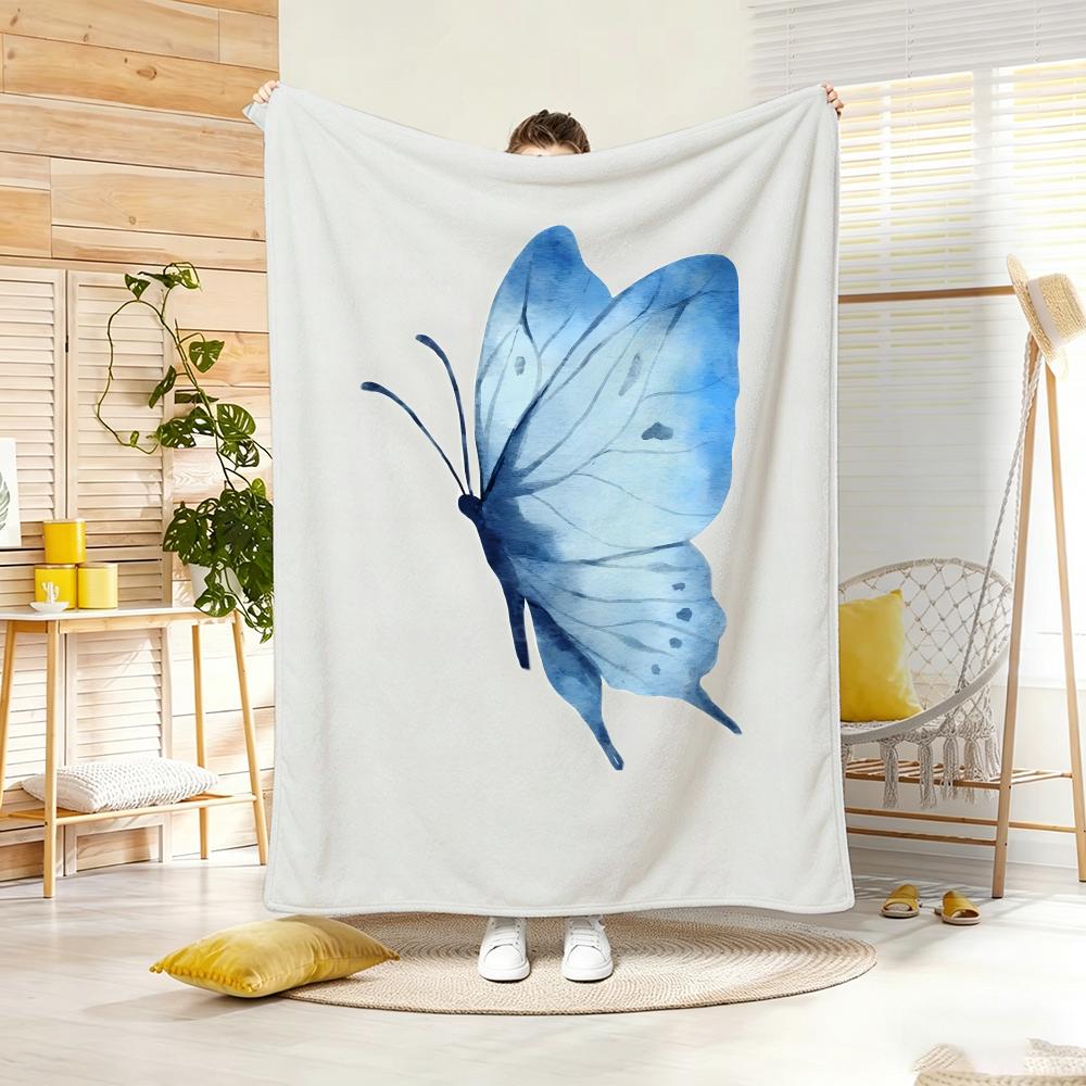 Artistic Pattern B-butterflyS Throw Lightweight 240g Flannel Blanket Soft Skin-friendly for Summer Cooling