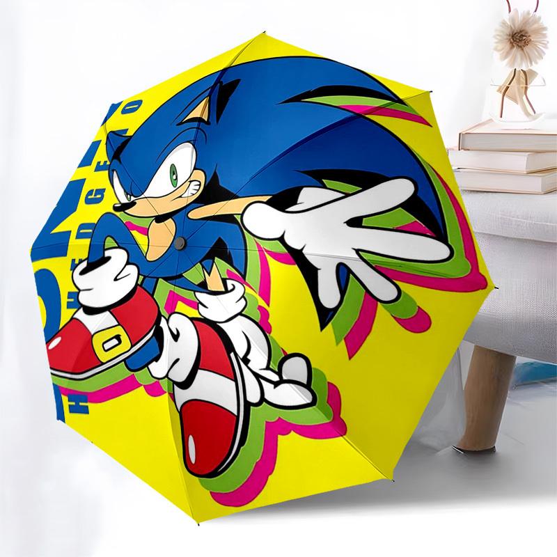 

1pc Sonic the Hedgehog Automatic Opening Folding Umbrella with 8-Bone Iron Frame - Portable Travel for Fans, Everyday Use, and Festive Gifts.Q089