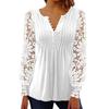 Spring and Autumn Women's Lace Lace Sleeve Solid Color Button T-Shirt Bottom Shirt