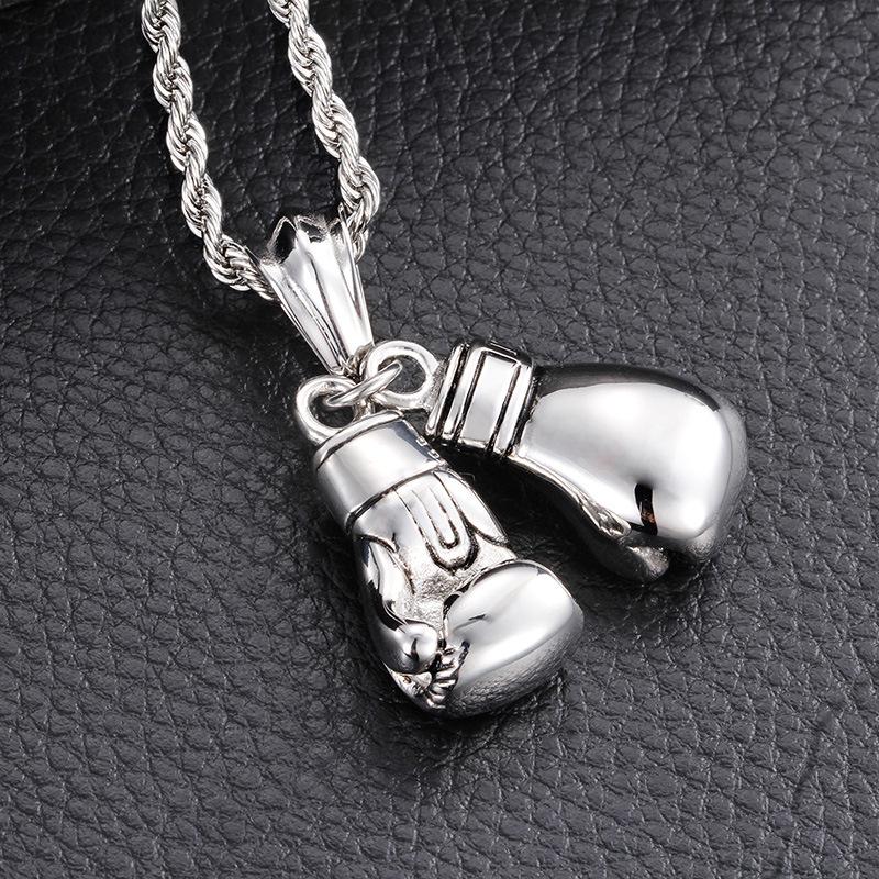 European & American Trend Men's Titanium Steel Boxing Gloves Pendant Necklace