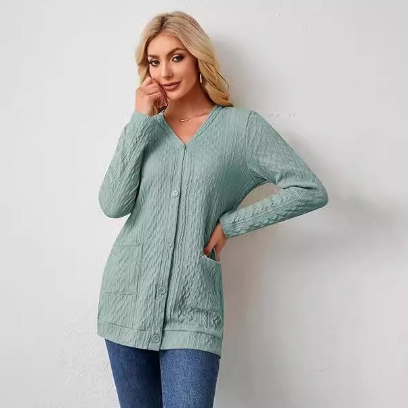 YYFS Women's Fashion Casual Fall Winter Solid Color Print Long Sleeve Sweaters