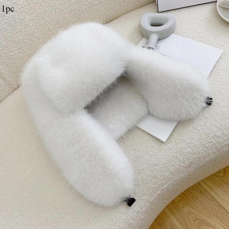 1Pc New Women Winter Cycling Ski Hat Warm Earmuffs Thicken Plush Ear-Flattered Hat Lady Quality Faux Rabbit Fur Cap Soft Windproof Hats