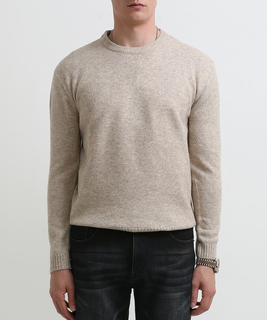 Seuteulaikeu Fine Blend Classic Crew Neck Knit (Beige)