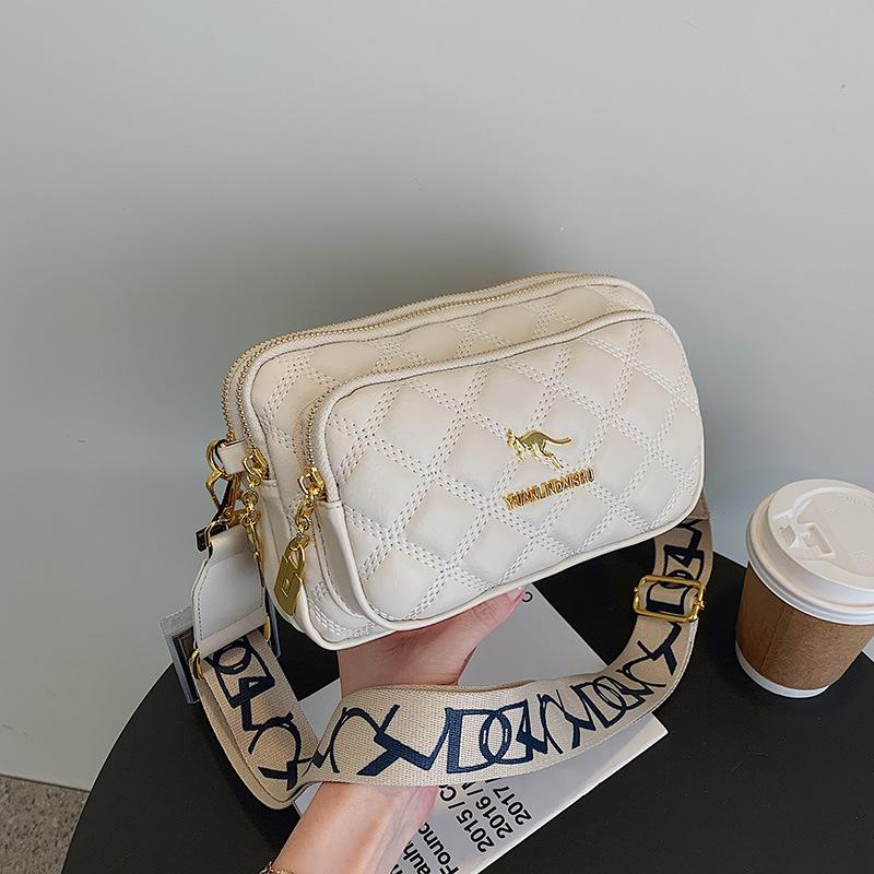 

Простая сумка через плечо с узором Argyle, несколько карманов, сумки через плечо, застежка-молния, женская кожаная сумка