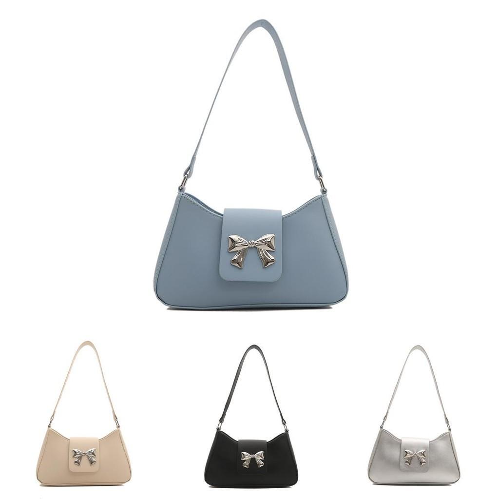 Chic French Butterfly Bow Shoulder Bag 2024 Summer Trendy Street Style Pu Material