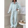 Sportswear Women's Solid Color Long Sleeve Zippered Cardigan Hooded Sweatshirt Lace-up Trousers Two-piece Set
