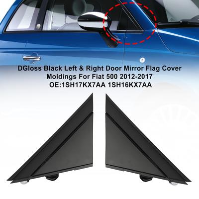 Glänzend Schwarz Links & Rechts Türspiegel Flaggenabdeckung Zierleisten Für Fiat 500 2012-2017