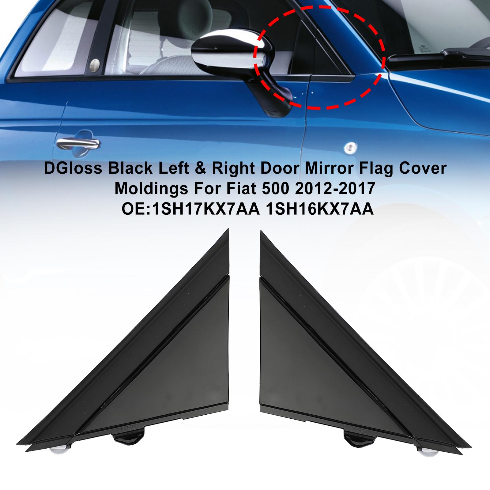 

Gloss Black Left & Right Door Mirror Flag Cover Moldings For Fiat 500 2012-2017