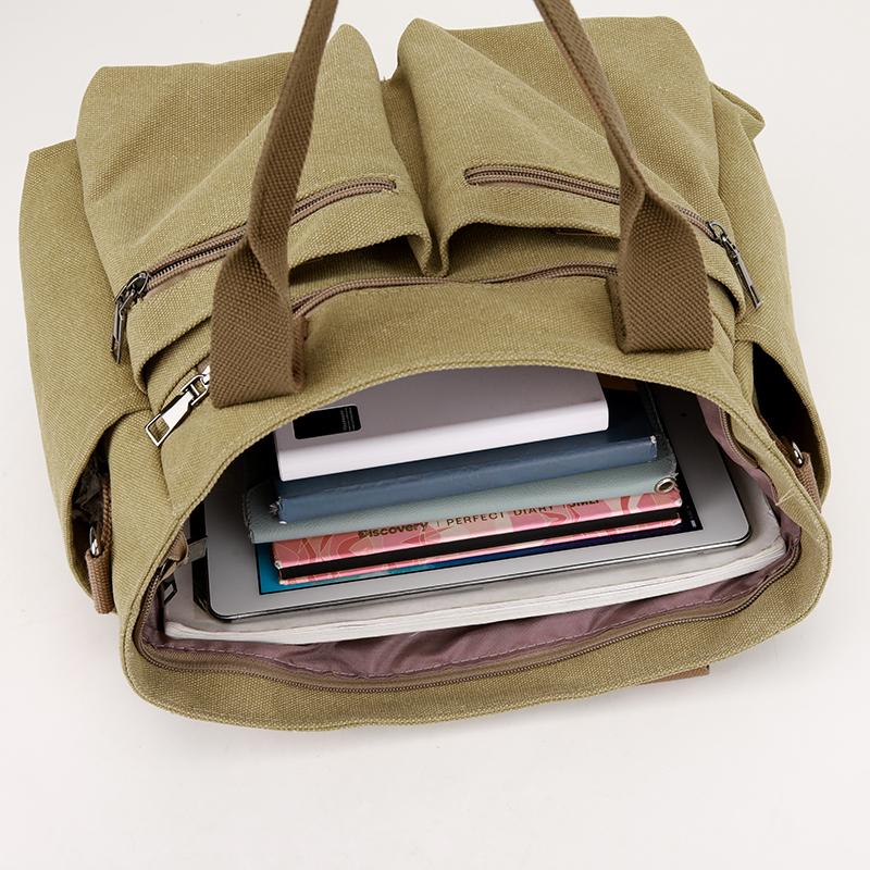 Dámská všestranná plátěná taška tote - Velkokapacitní crossbody batoh na cestování, nakupování a do kampusu