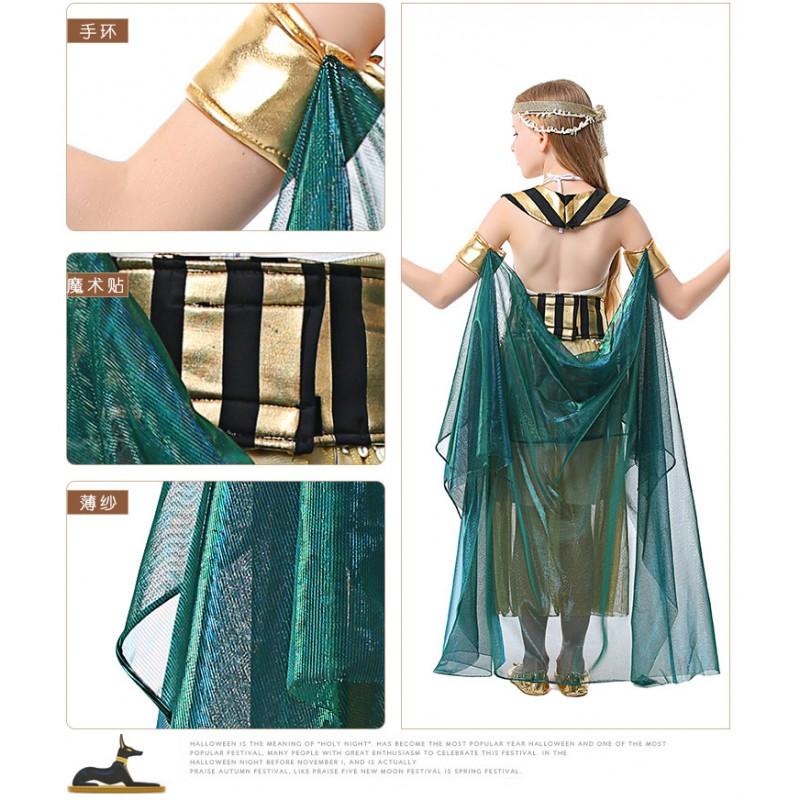 Egyptian Queen Cleopatra Costume Kids Girls Halloween Party Dance Performance Outfit