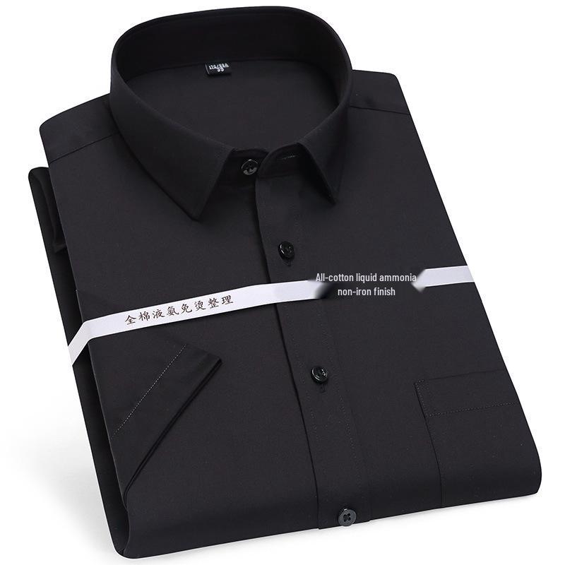 Golden Shield Herr Ren Bomull Slim Fit Kortärmad Vit Skjorta - Strykfri, Business Casual