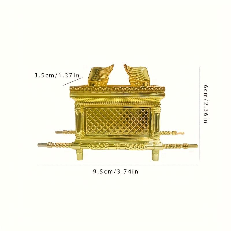 Golden Ark Covenant Figurine Commandments, Aaron’s Rod & Manna - Religious Jewelry Box, Multi-Faith Holidays, No Electricity