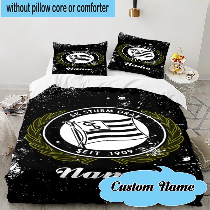 3PCS Custom Name Sturm Graz Crest Emblem Bedding Set, Including 1pc Duvet Cover And 2pcs Pillowcases, Suitable for dorms and bedrooms Gift