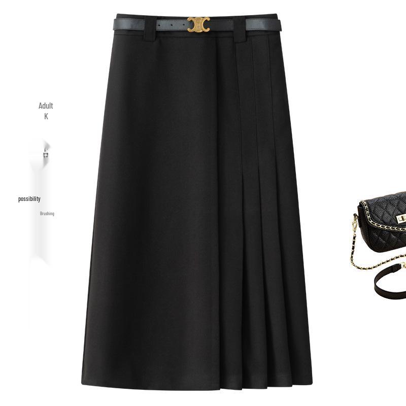 

Women s High-Waisted Gray Irregular Pleated Woolen Pencil Skirt - 2025 Autumn/Winter Collection 28/L [Recommended for 105-115 kg] чорний