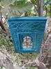 Handcrafted Wooden Wall Frame – Distressed Turquoise Jharokha – Indian Heritage Decor – Vintage Style Wall Hanging