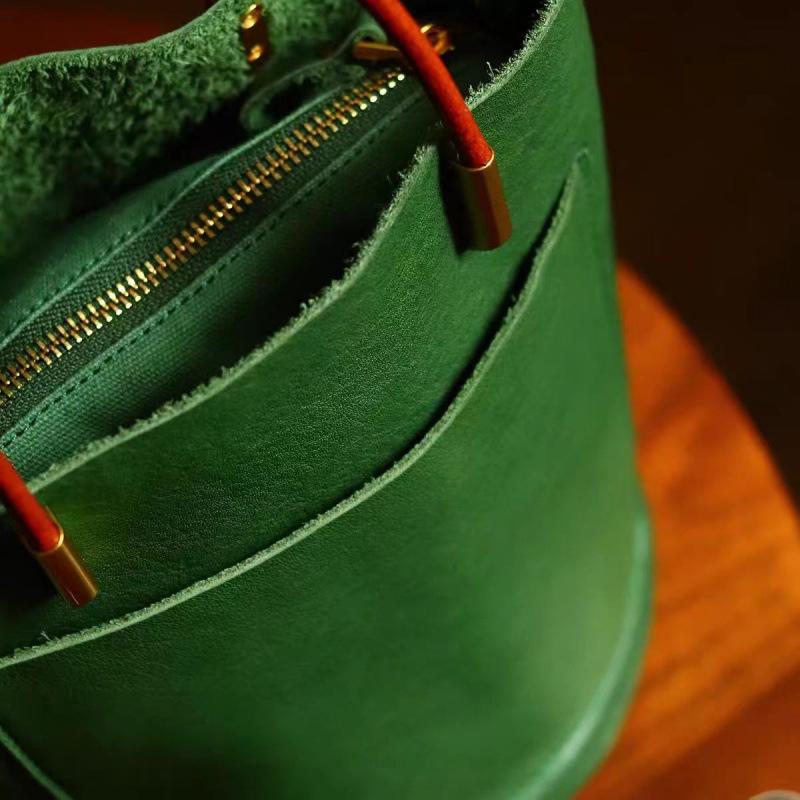 Borsa Secchiello Verde da Donna, Borsa a Mano Tote Moda Estiva Piccola a Spalla Crossbody per il Pendolarismo Quotidiano e il Tempo Libero