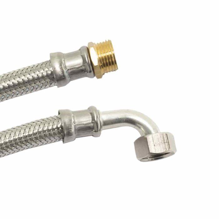 Flexible inox coudé 1/2 pouce pour eau potable et sanitaire