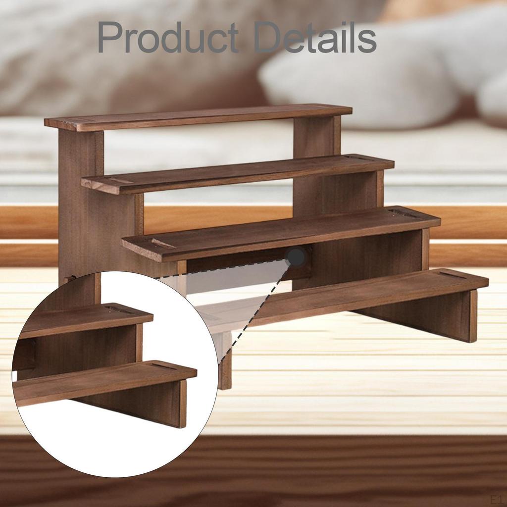Wooden Display Stand, Jewelry Rack, Tabletop Collectibles Shelf Organizer for Toys