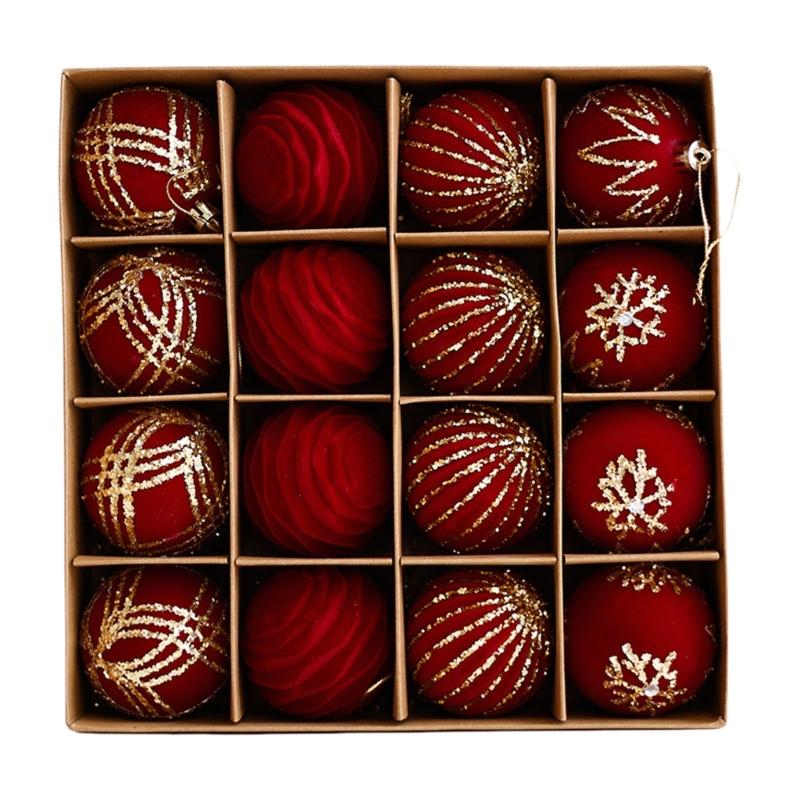 

16 шт. Рождественские елочные шары, небьющиеся подвесные украшения для праздничной елки, украшения окон, сезонные украшения бордовый