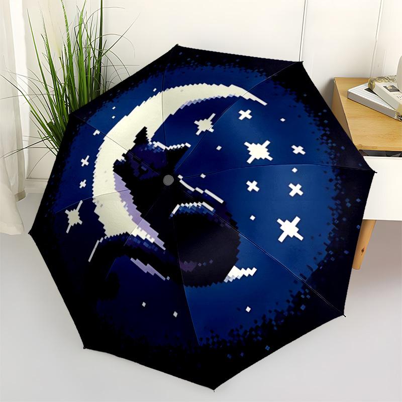 1pc Moon Cat Automatic Open/Close Umbrella, Windproof, Folding Compact Umbrella with Lightweight Design for Women/Men093