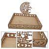 Classic Moon Star Mosque Wooden Eid Food Tray Dessert Fruit Cake Tray Table Decoration For Home Islamic Party Decor Eid Gifts